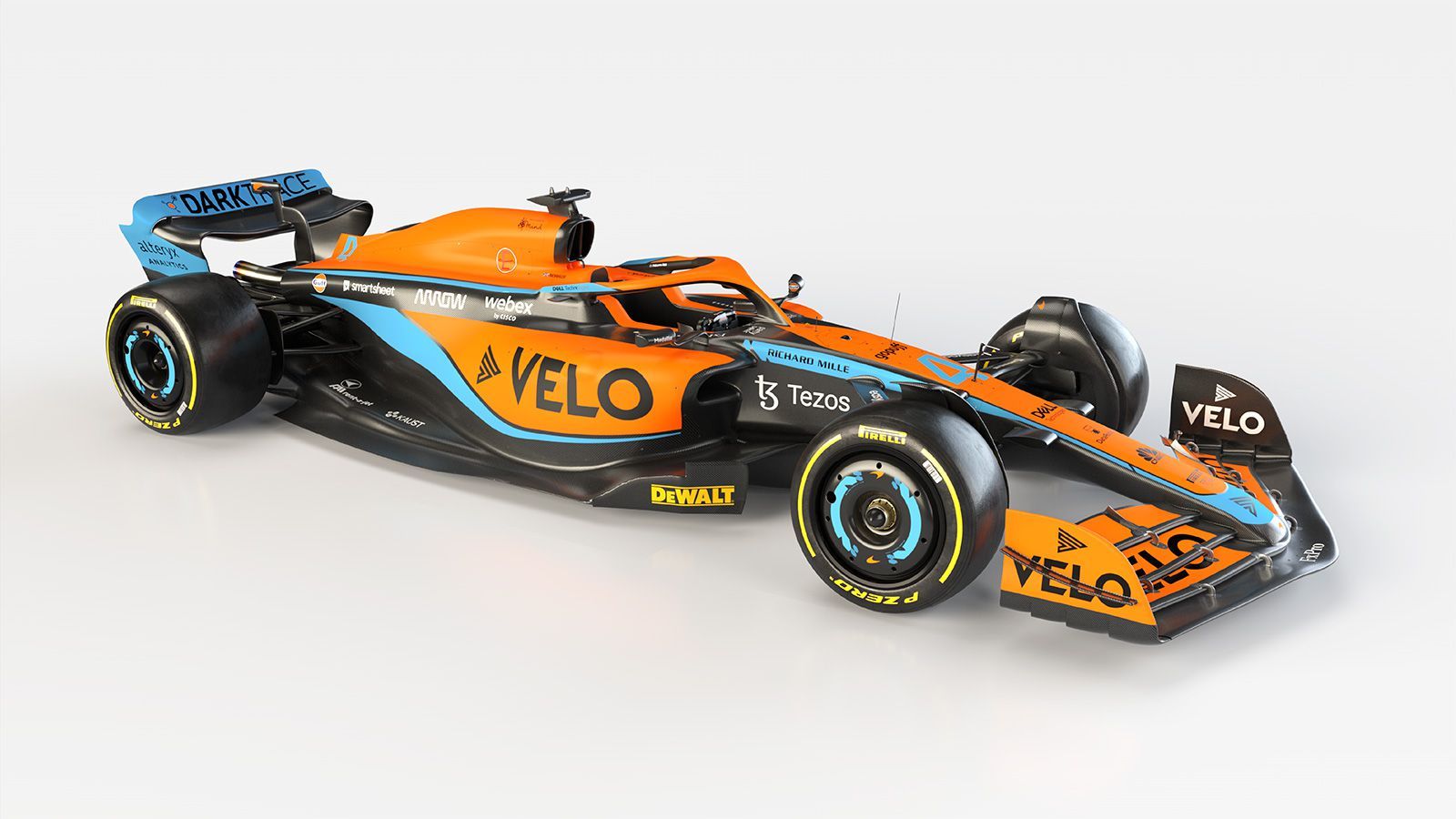 front 3/4 shot of 2022 McLaren Racing MCL36