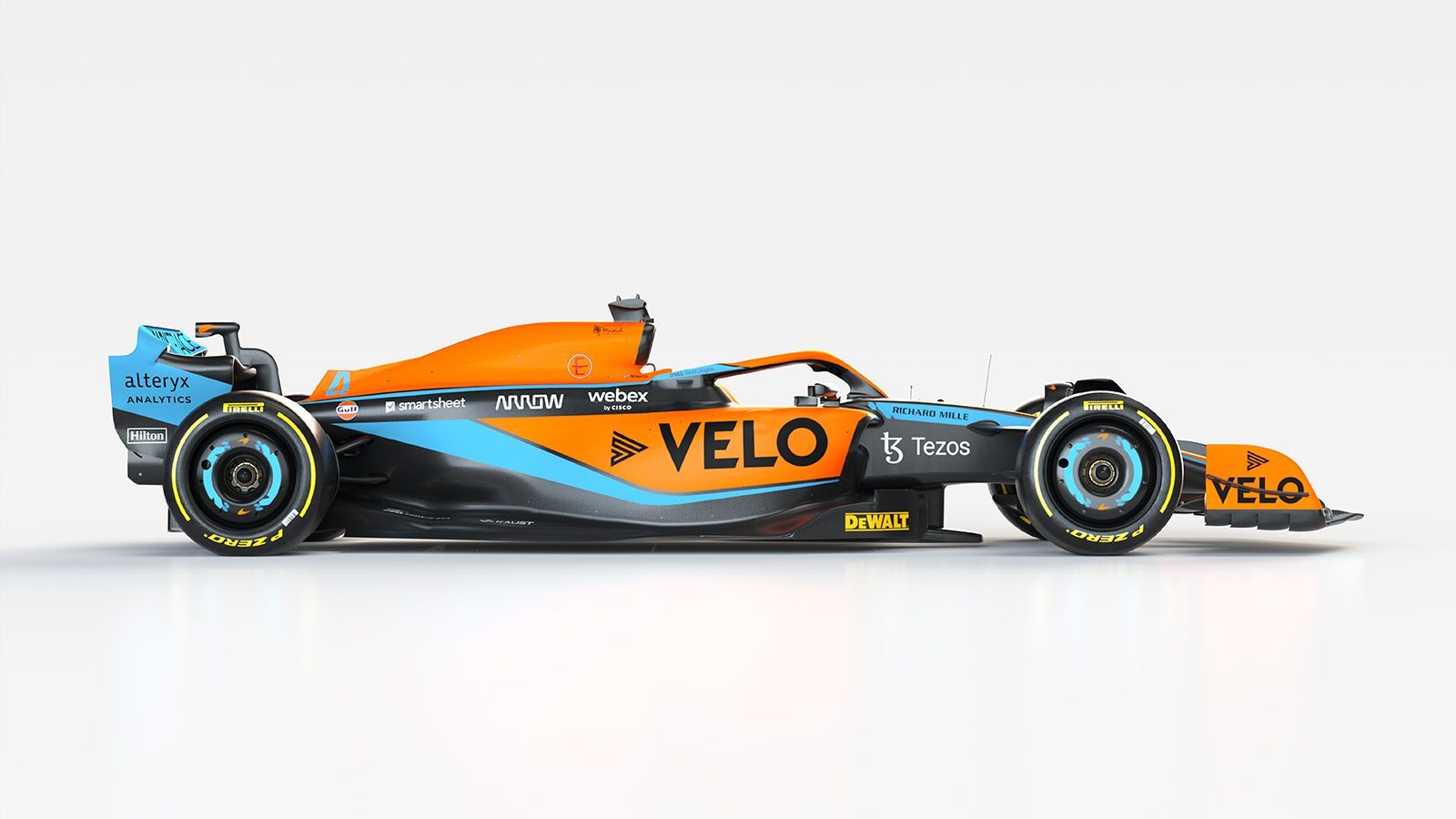 side view of 2022 McLaren Racing MCL36