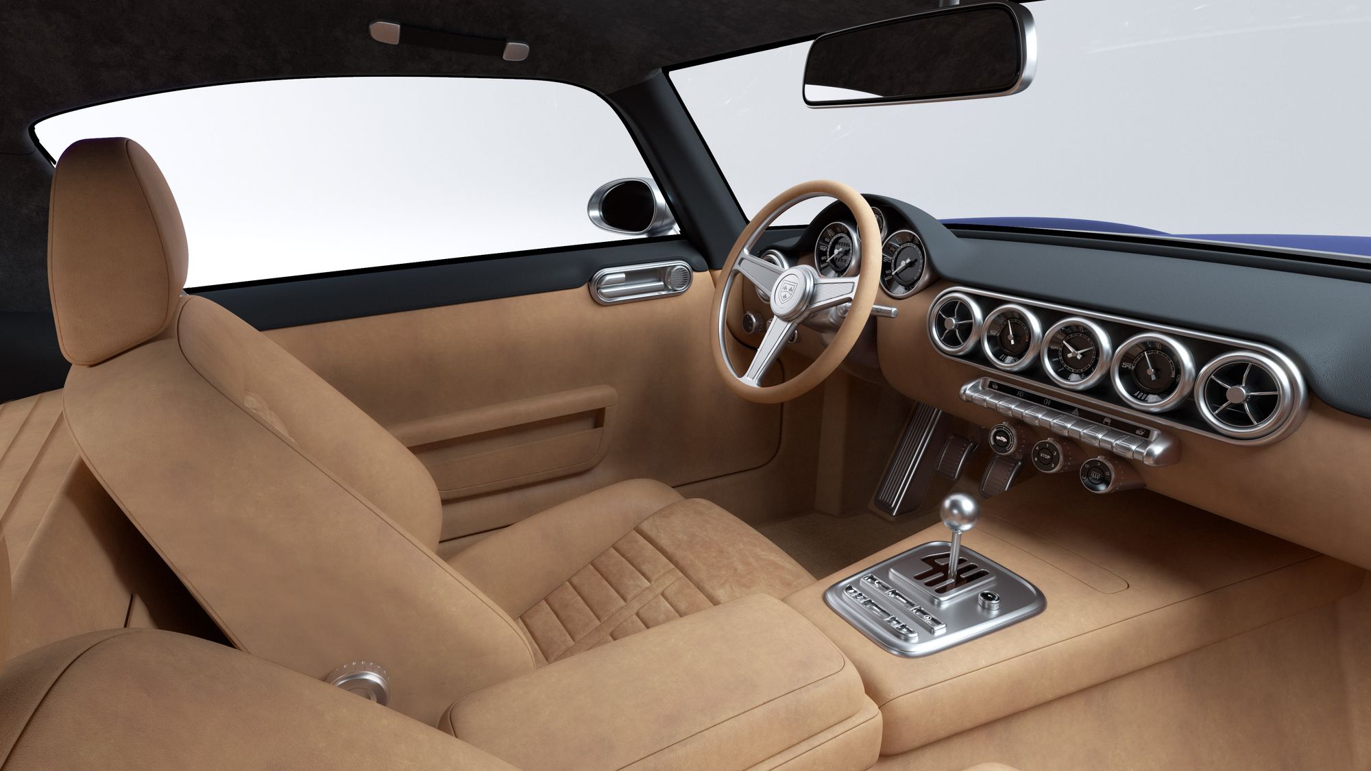 interior render of the RML Short Wheelbase in tan