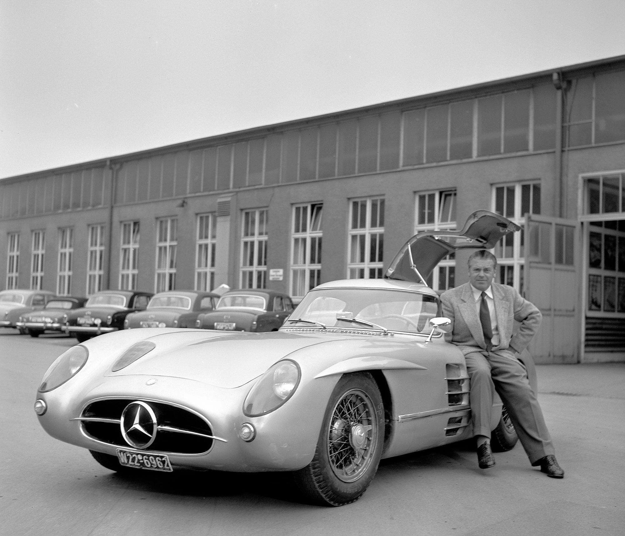 Rudolf Uhlenhaut with his road-going 300 SLR