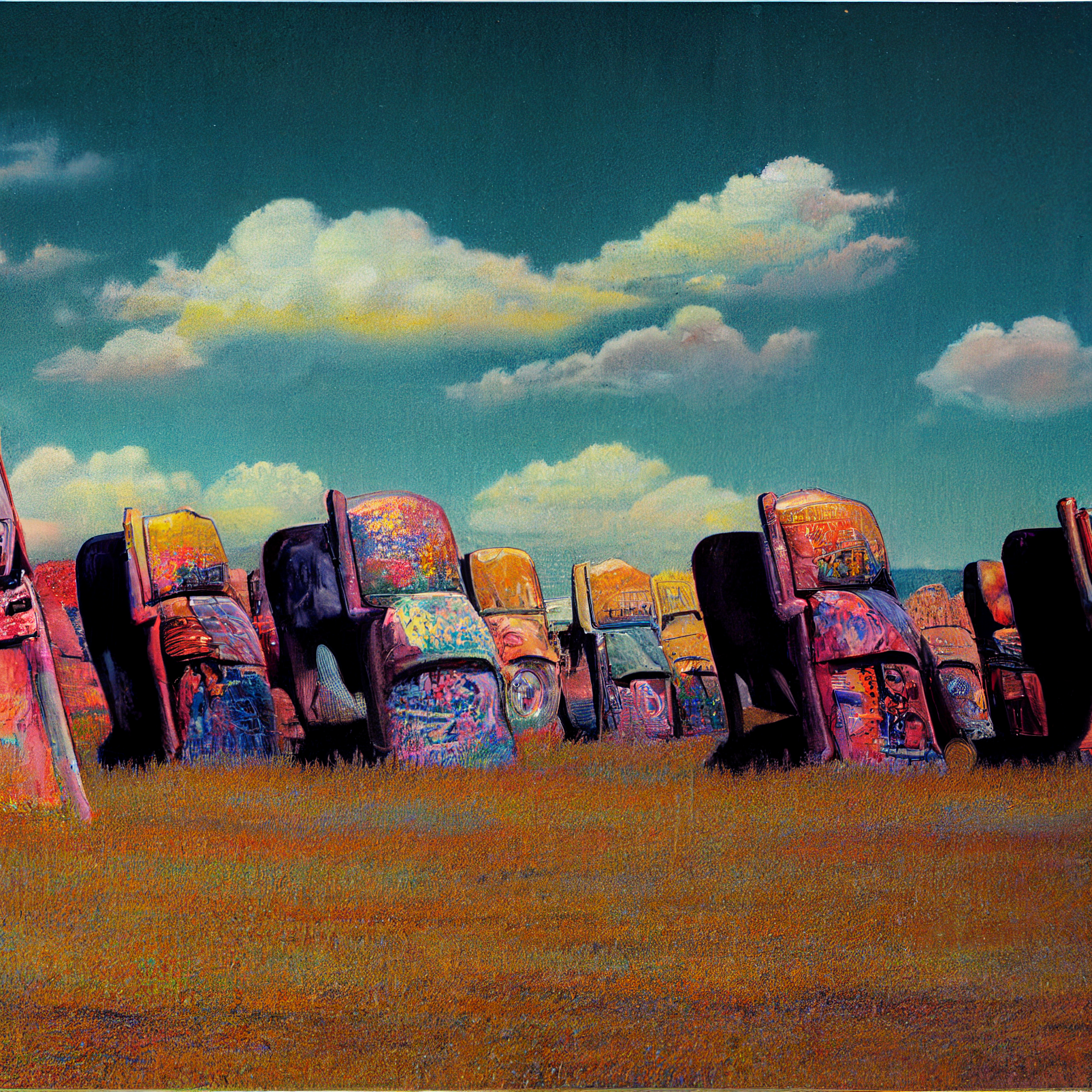 ai-generated image of cadillac ranch amarillo texas