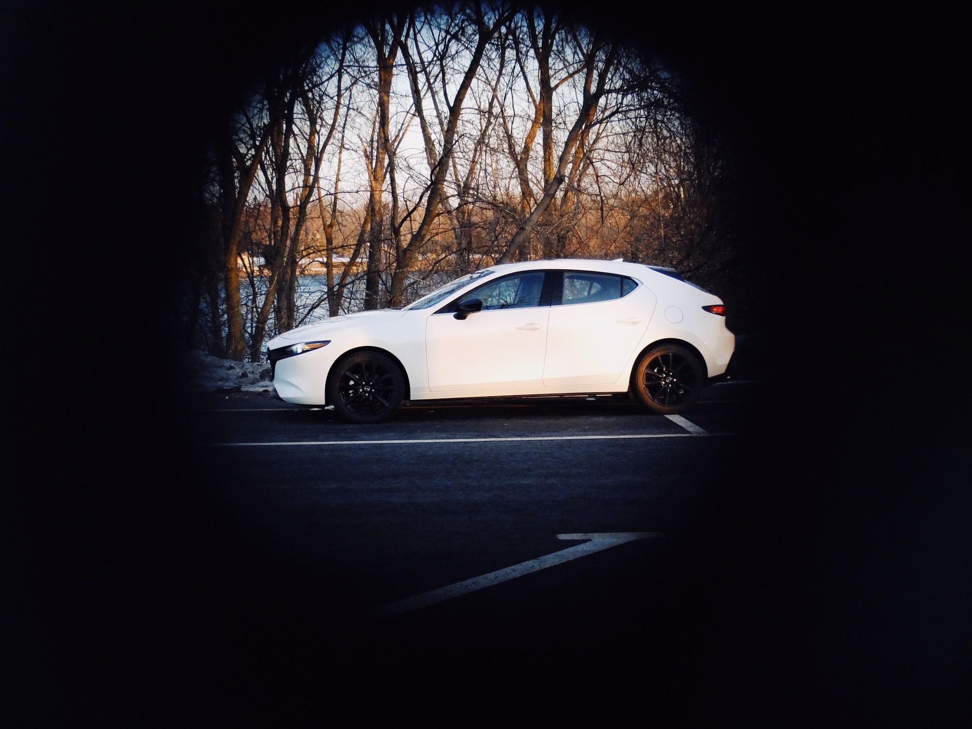 Side view of 2022 mazda3 turbo AWD hatchback 