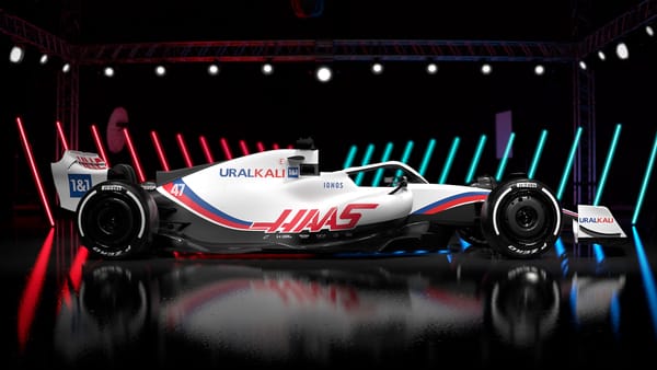 side profile of haas f1 car for 2022