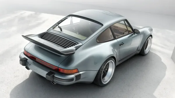 rear 3/4 of 2022 Porsche 911 reimagined by Singer – Turbo Study