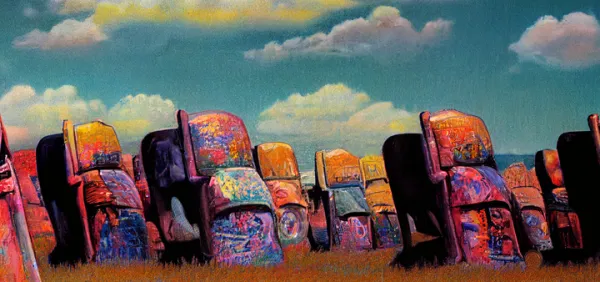 ai-generated image of cadillac ranch